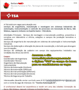 TSA ingeniería contratando en espíritu santo