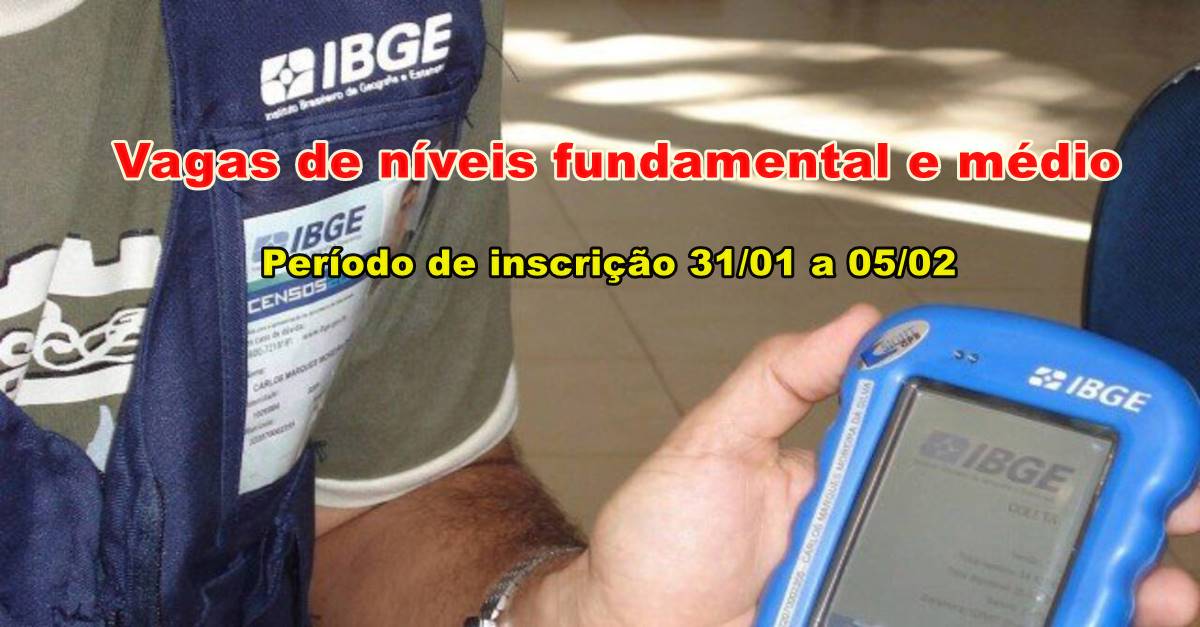 225 mil vagas de níveis fundamental e médio para o concurso 2020 IBGE