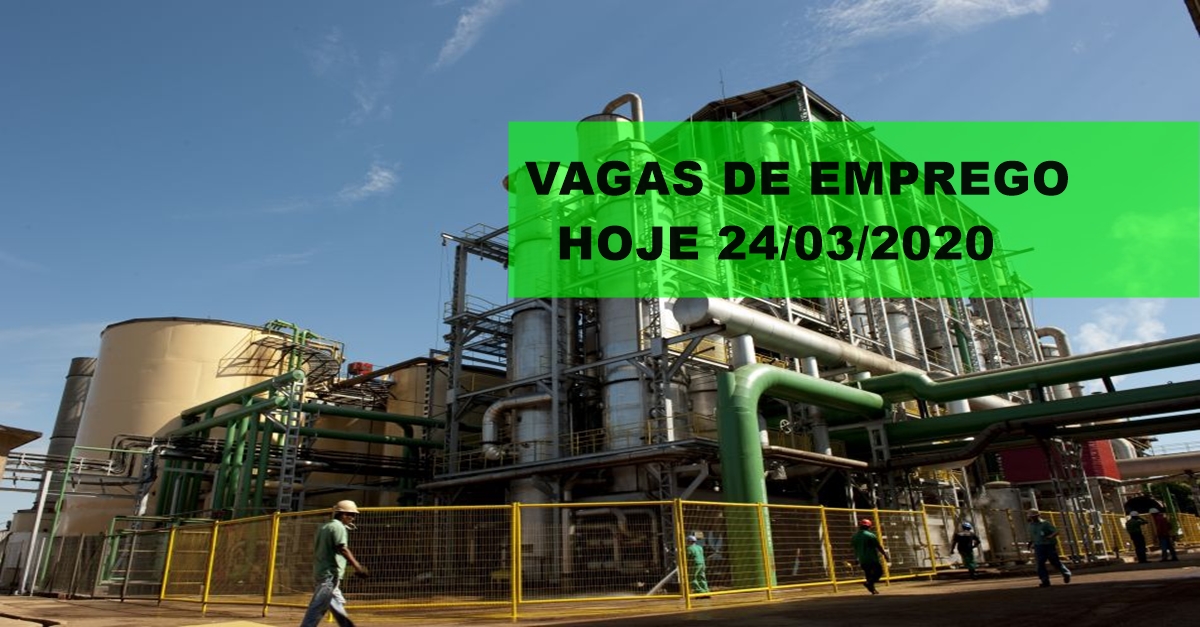 Usina com vagas de emprego para profissionais de ensino médio e superior, hoje 24 de março