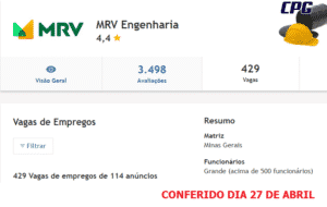 MRV ingeniería 27 DE ABRIL, vacantes de empleo, construcción civil