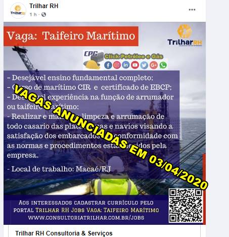 Nuevo contrato offshore en Macaé demanda vacantes de empleo para profesionales de educación básica