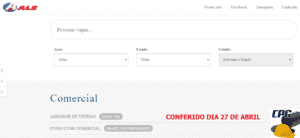 ale combustiveis, vagas de emprego, comercial