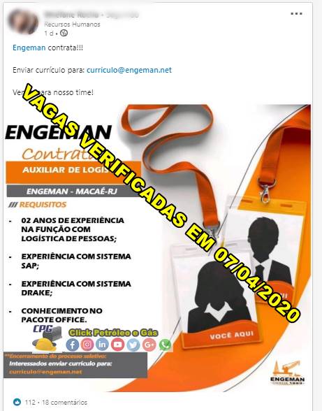 Macaé cuenta con vacante de empleo para Auxiliar de Logística en prestadora de servicios en el sector de petróleo y gas