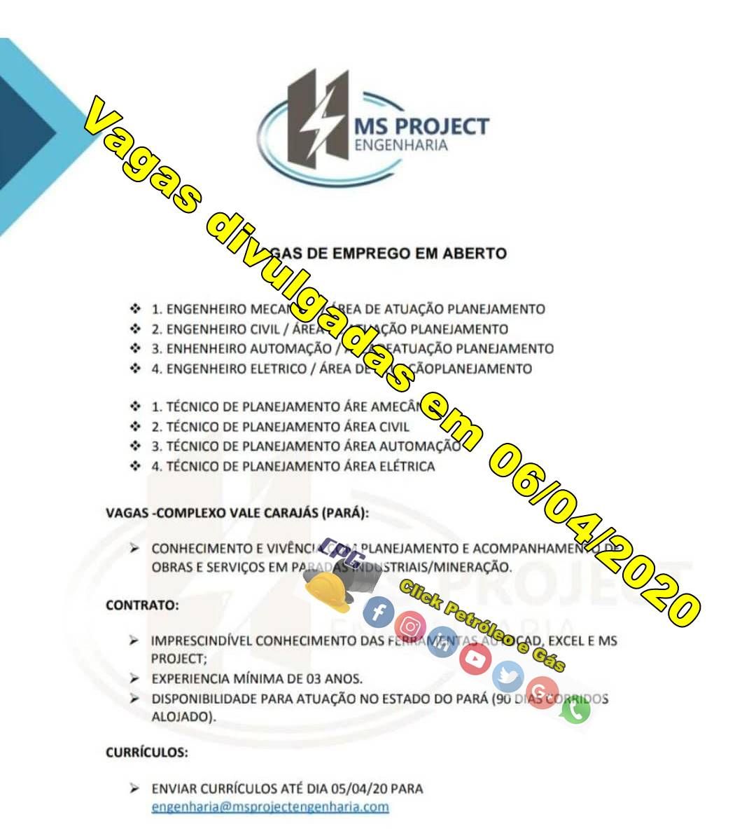 Empresa de Engenharia inicia a semana com muitas vagas de emprego para técnicos e engenheiros 