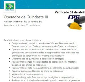 operador de grúa, offshore, vacante, río de janeiro