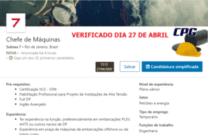 vagas, offshore, subsea 7, chefe de máquinas, rio de janeiro