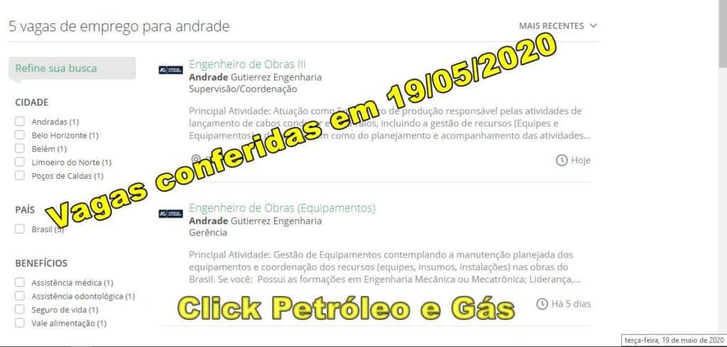 Proceso selectivo abierto para vacantes de Ingeniería en la empresa de construcción civil Andrade Gutierrez