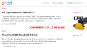 oportunidades de empleo, enel, 17 de mayo, energía eléctrica, río de janeiro