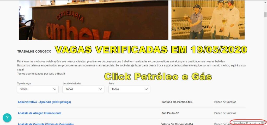 Ambev inicia registro de currículum de nivel medio y superior para el RJ, SP, MG, SC, BA, ES, CE, PI y AL