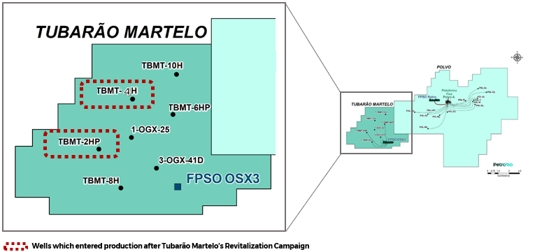 Mapa del Campo de Tubarão PetroRio FPSO