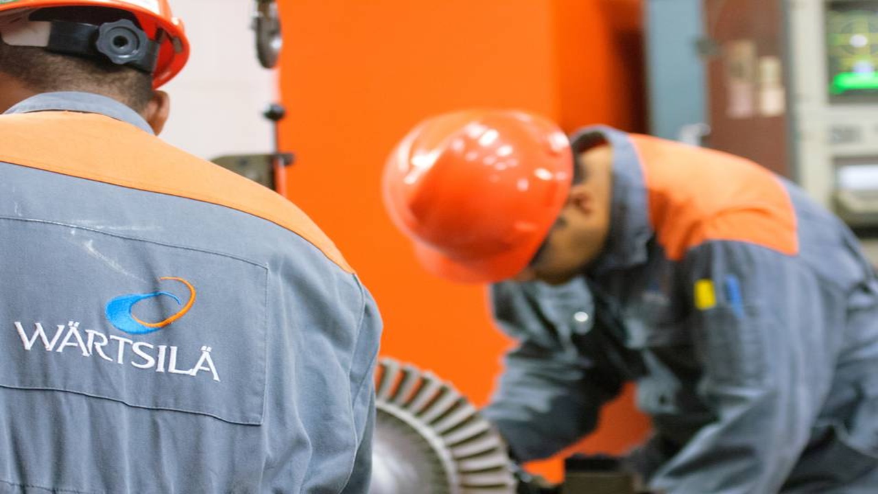 Wärtsilä, - emprego - motor - hidrogênio - usina