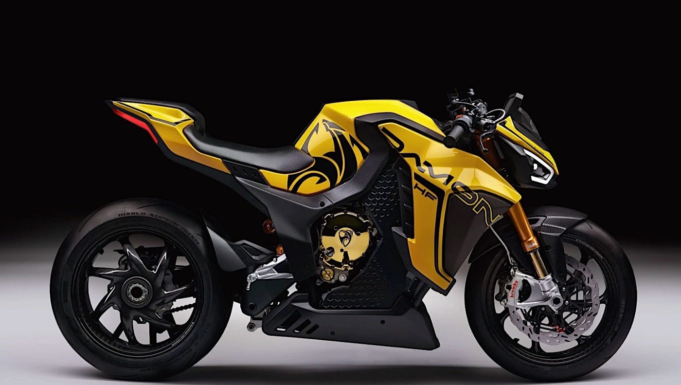 HyperFighter Colossus , da Canadense Davon Motors, em cor amarela,tem design esportiyovo e agressivo, com muita tecnologia. Fonte da Imagem Davon Morots