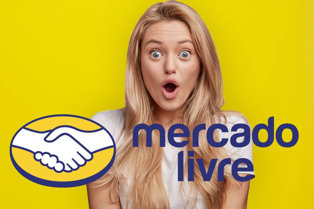 Mujer rubia en logotipo del mercado libre