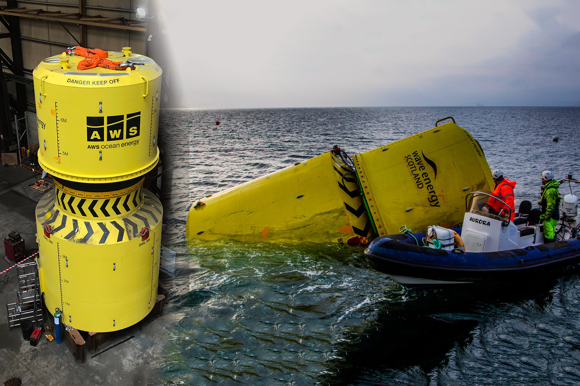 Boia de metal geradora de energia elétrica das ondas, Waveswing, que está passando por testes oceânicos, supera as expectativas nos testes em 20%