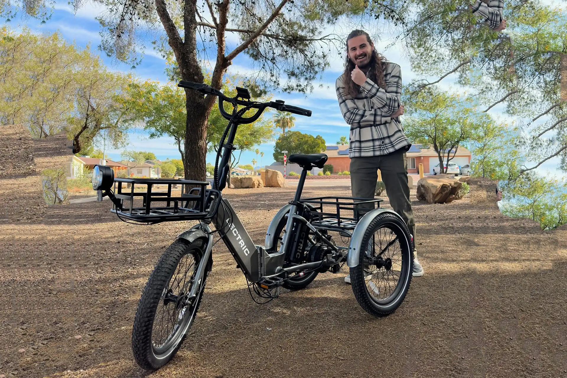 Empresa americana estreia Triciclo Elétrico Dobrável de Baixo Custo com bateria de 14 Ah, freios hidráulicos dianteiros e traseiros e motor de cubo traseiro