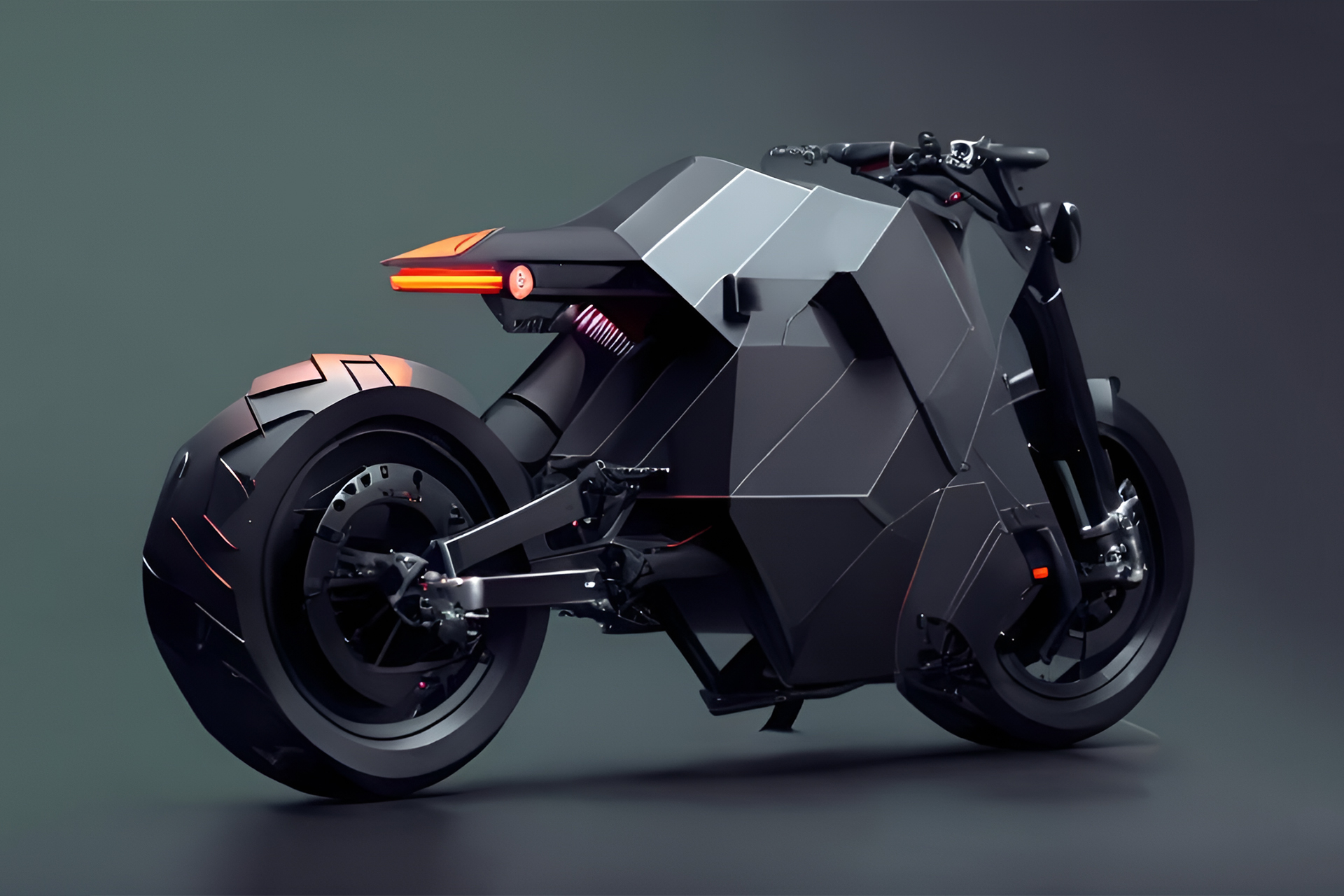 Moto elétrica conceito da Tesla, que foi criada por Inteligência Artificial, teve inspiração na picape Cybertruck que ainda não foi lançada pela empresa de Elon Musk