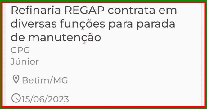 Vacantes de empleo en la refinería REGAP Petrobras Betim MG