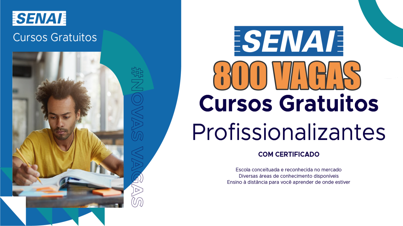senai - cursos gratuitos - senac - logística - vagas - bahía - produção - EAD - remoto