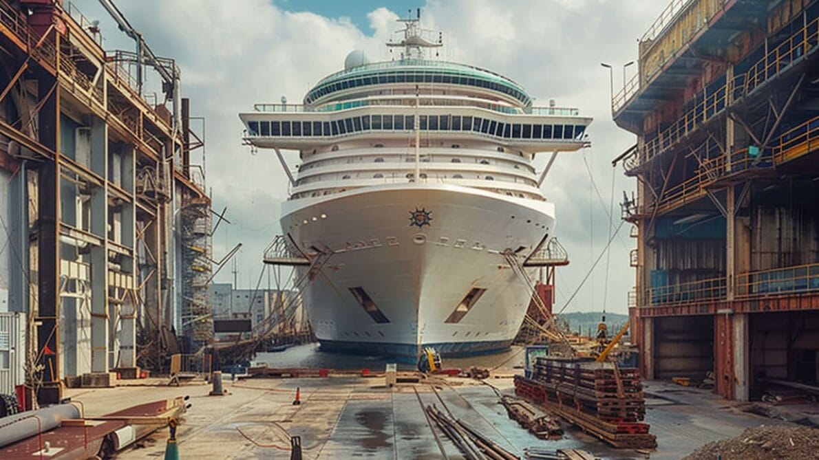 Como são construídos os grandes navios de cruzeiro; do estaleiro até a quebra de uma garrafa de champanhe no casco do navio