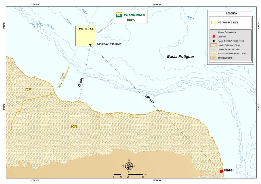 Mapa que retrata el lugar donde ocurrió el descubrimiento de petróleo.