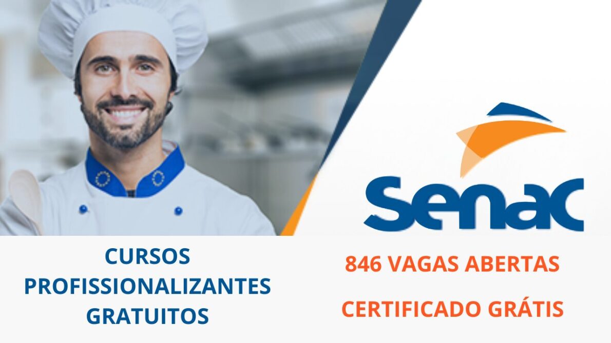 O Senac anunciou a abertura de 846 vagas em diversos cursos gratuitos profissionalizantes para junho, como parte do Programa de Gratuidade.