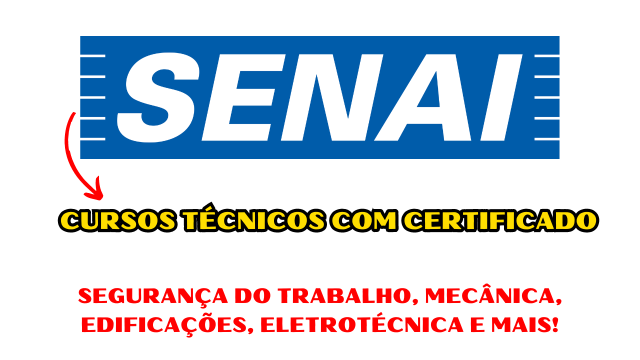 O Senai possui 7.350 vagas abertas em cursos técnicos e 1.070 bolsas disponíveis. As inscrições podem ser feitas online ou presencialmente.