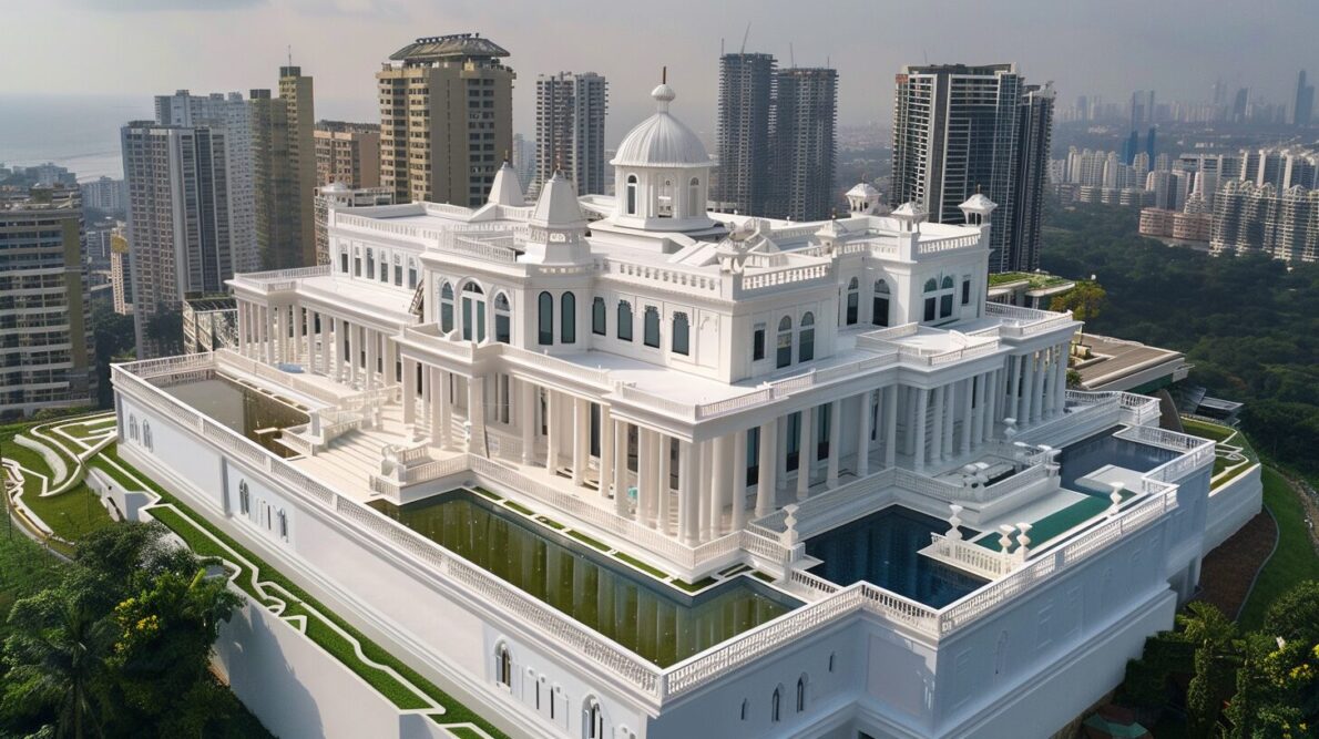 “magnate”, “rascacielo”, “casa blanca” “construcción” y “india”