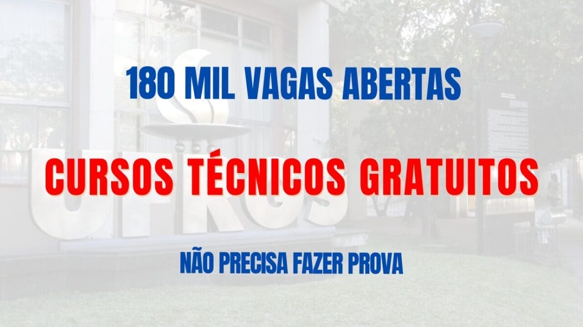 A UFRGS abre 180 mil vagas para cursos técnicos gratuitos na área da saúde. As inscrições já estão abertas e seguem até o dia 24 de junho.