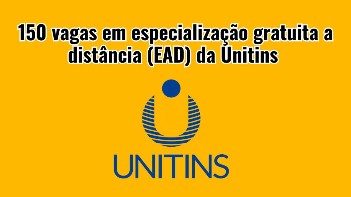 Última chance: Inscrições para especialização gratuita a distância (EAD) da Unitins terminam dia 26/07! São 150 vagas em curso sem CUSTO