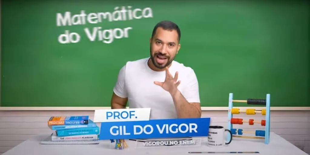 aulas gratuitas Enem, Gil do Vigor, matemática Enem 2024, preparação para vestibular, YouTube educação, ex-BBB, democratização do ensino. (Imagem: reprodução)