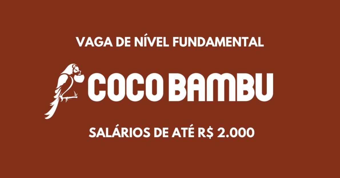 Vaga de nível fundamental no Coco Bambu! Ganhe até R$ 2.000 + comissões trabalhando como Auxiliar de Garçom