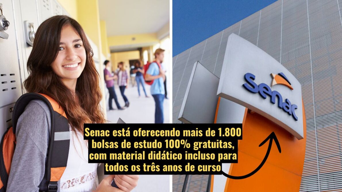 Senac está com 3.600 vagas em cursos para Ensino Médio Técnico: inscrições começam no dia 12 de setembro, ao meio-dia
