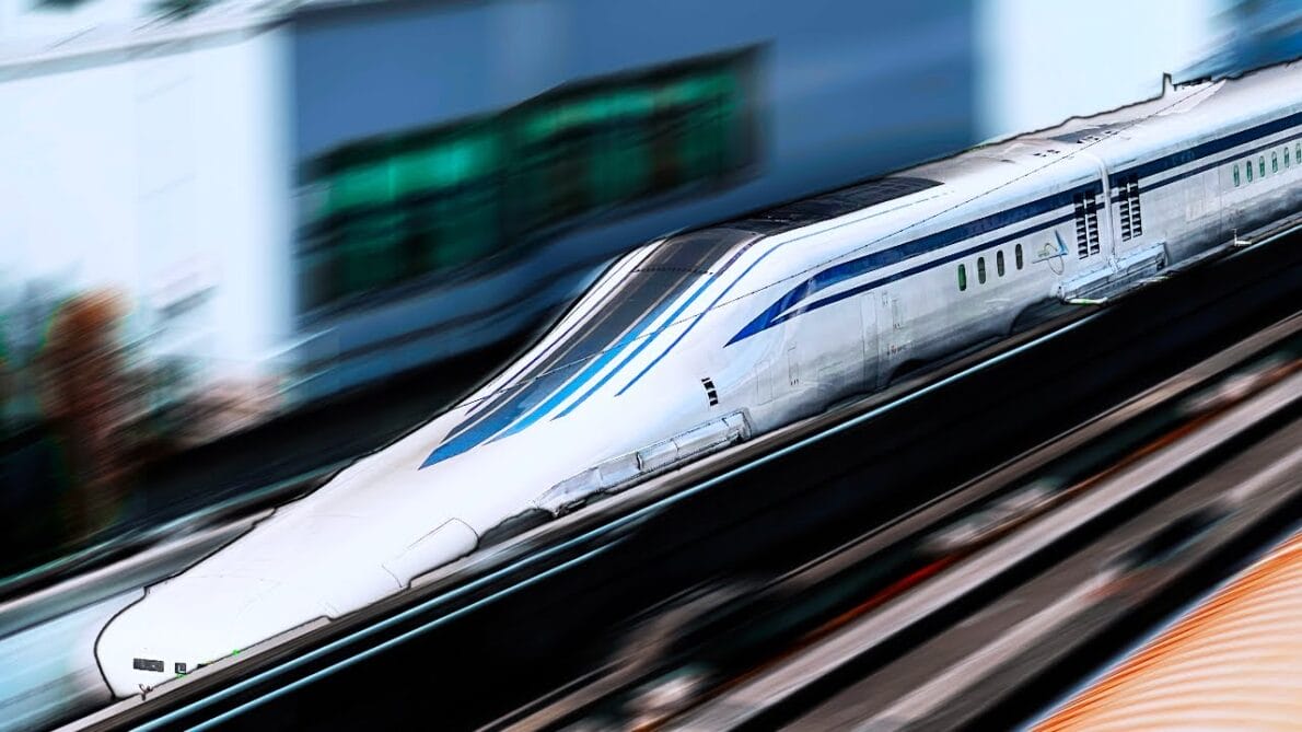 Tren Maglev de Japón: Utilizando la levitación magnética, flota literalmente a 10 centímetros sobre las vías, alcanzando velocidades impresionantes de hasta 600 km/h