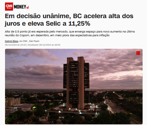 En decisión unánime, BC acelera alta de los intereses y eleva Selic a 11,25%
