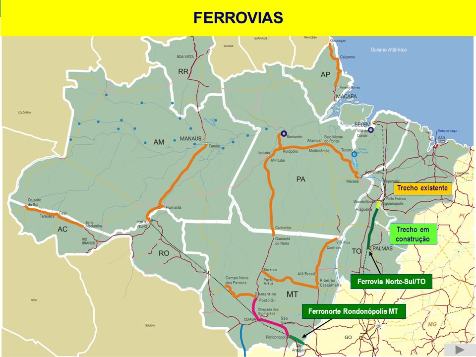 La Ferronorte pasa por los estados de São Paulo, Mato Grosso do Sul y Mato Grosso, conectando la ciudad de Santa Fé do Sul (SP) a Rondonópolis (MT). El proyecto incluye la futura expansión hasta Cuiabá (MT) y, en planes más ambiciosos, hasta Porto Velho (RO) y Santarém (PA), atravesando regiones estratégicas para el transporte de commodities agrícolas y minerales desde el Centro-Oeste hasta los puertos del Sudeste, especialmente el Puerto de Santos (SP).