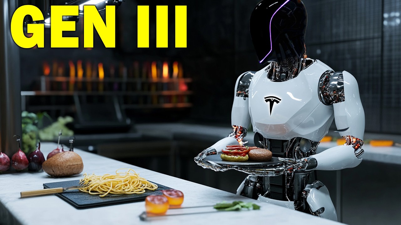 Robot Optimus Tesla cocinando comida y lavando platos en casa