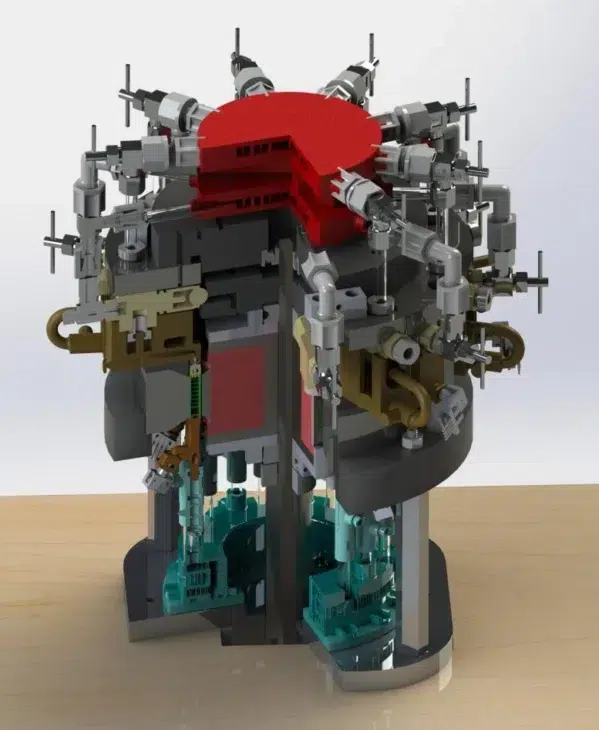 Modelo de línea base con una cuña cortada para mostrar el interior. Crédito: Departamento de Energía De EE. UU. Ames National Laboratory