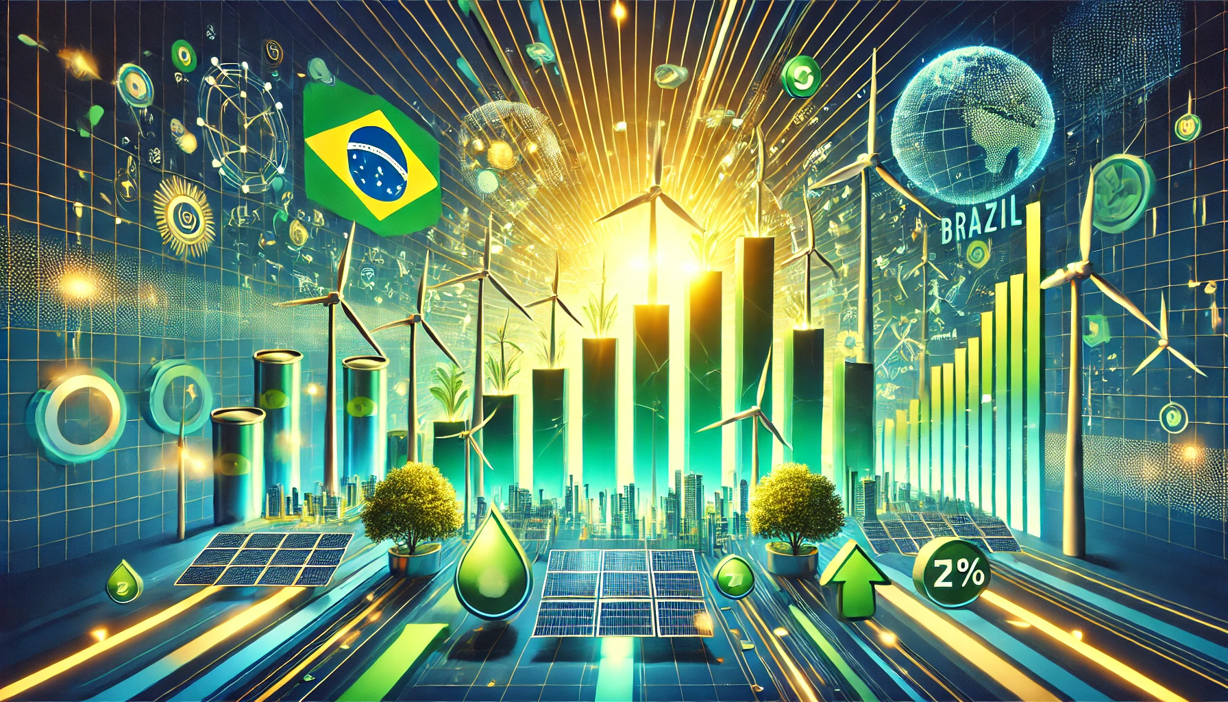 Brasil lidera a transição energética com R$ 468 bi em bioeconomia e descarbonização. Descubra as metas e impactos da Missão 5. (Imagem: Reprodução/Canva)