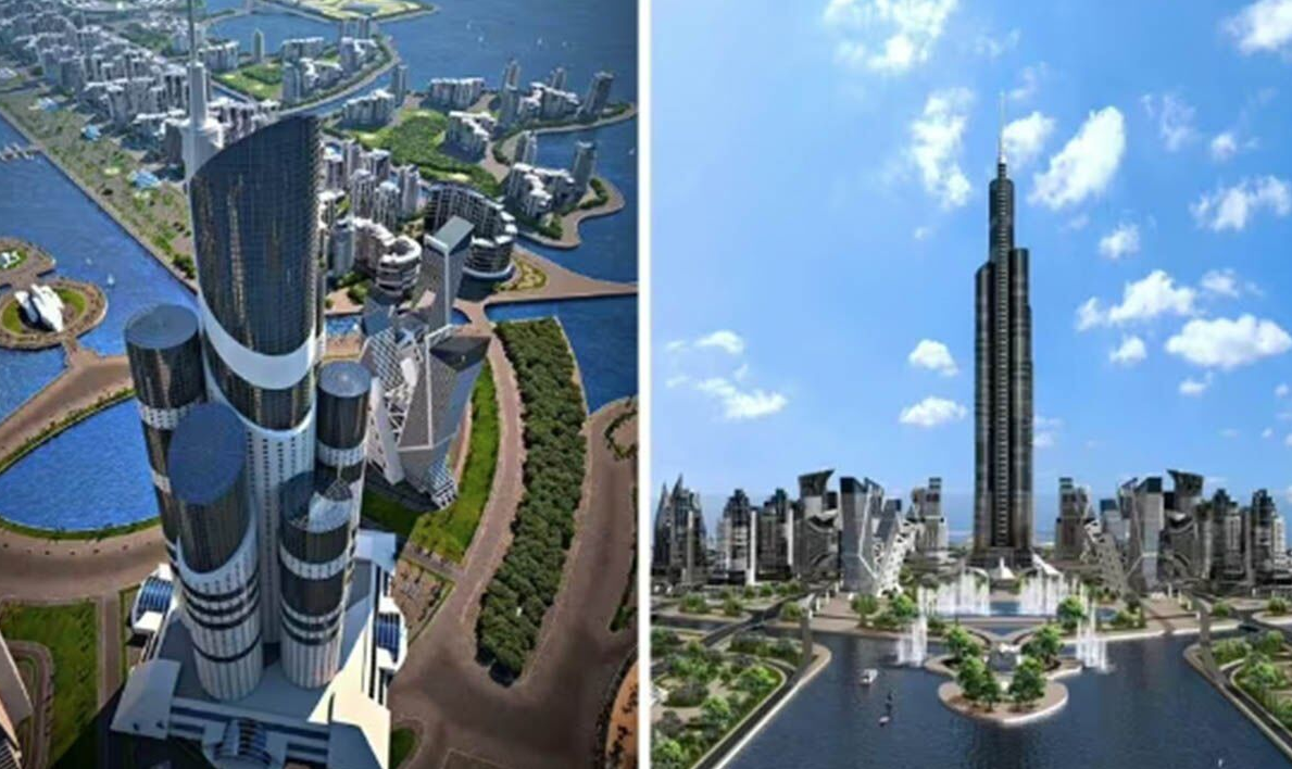 Iniciado en 2011, el proyecto sería entregado en tres fases a lo largo de 15 años, con foco en la construcción de la torre central y la infraestructura urbana. La caída en el precio del petróleo y deudas bilionarias resultaron en la paralización total, dejando el lugar como un símbolo de desperdicio de recursos y ambición frustrada.