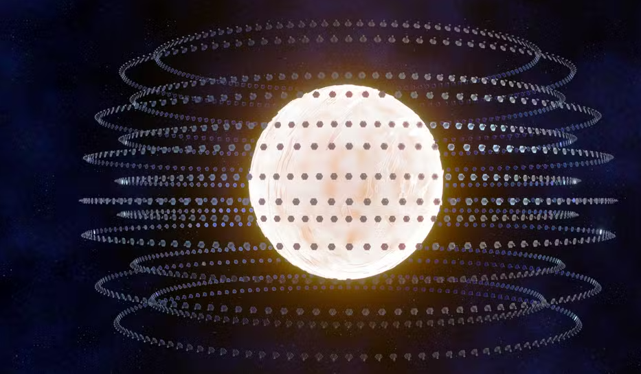 Las Esferas De Dyson Son Megaestructuras Teóricas Diseñadas Para Envolver Completamente Una Estrella Y Capturar Hasta 100% De Su Energía, Aprovechando Cerca De 4 X 10^26 Watts En El Caso Del Sol. Esta Idea, Propuesta Por Freeman Dyson En 1960, Es Vista Como Una Solución Para Atender A Las Demandas Energéticas De Una Civilización Tipo II En La Escala Kardashev.