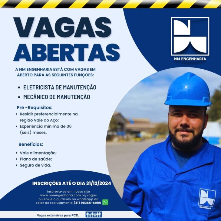 vacantes de empleo de Electricista y Mecánico de Mantenimiento en el Vale del Acero