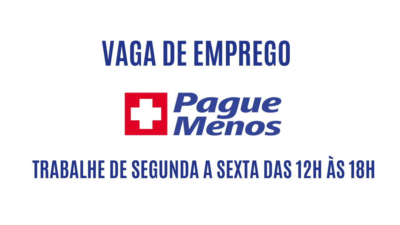 A Rede de Farmácias Pague Menos está contratando! Trabalhe de segunda a sexta das 12h às 18h; Saiba mais sobre a vaga de Pessoa Estagiária em AME (Medicamentos Especiais) 