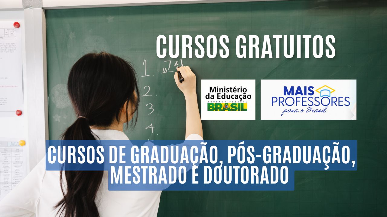 ATENÇÃO PROFESSORES! O MEC disponibilizou o portal Mais Professores, uma plataforma que reúne cursos gratuitos de graduação, pós-graduação, mestrado e doutorado para docentes de todo o país; Veja como participar