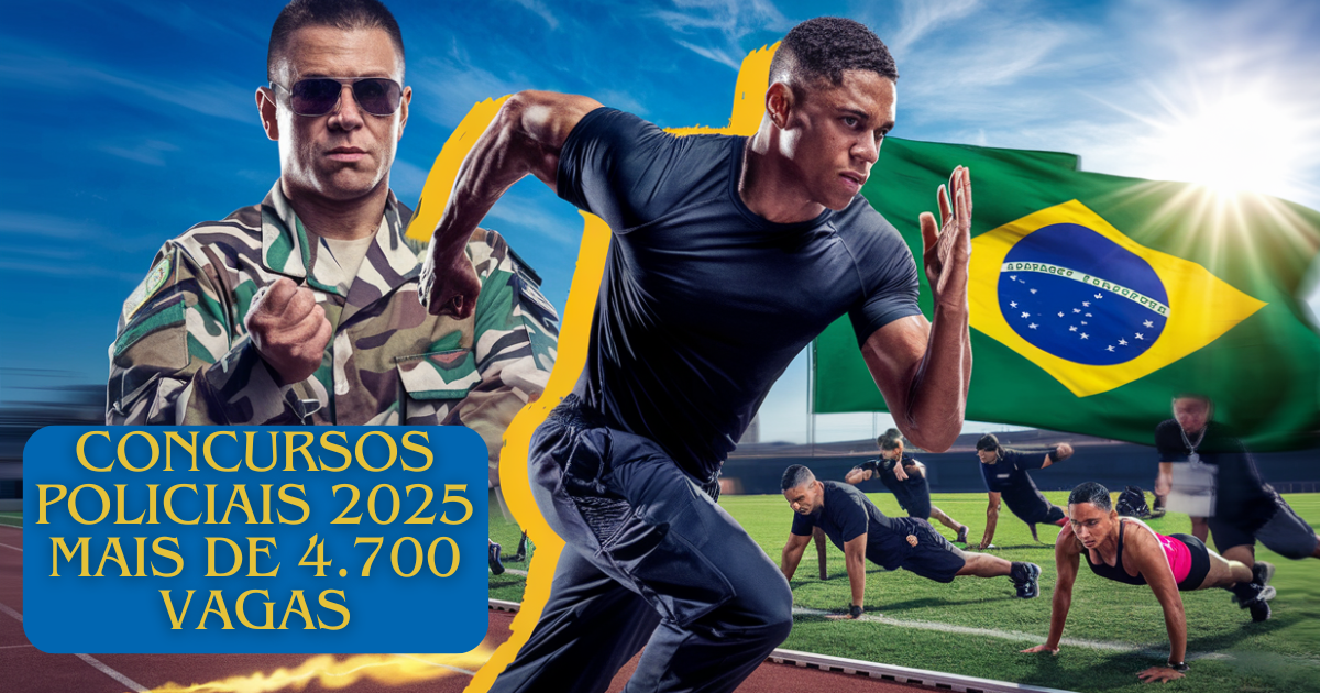 Descubra as milhares de vagas previstas nos concursos policiais de 2025 e prepare-se para uma carreira na segurança pública. (Imagem: Reprodução/Canva)
