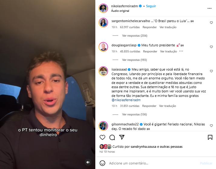 Nikolas Ferreira impulsa movimiento por seguidores y celebridades para ser presidente de Brasil