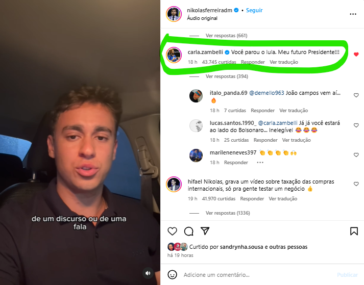 Nikolas Ferreira impulsa movimiento por Carla Zambelli para ser presidente de Brasil