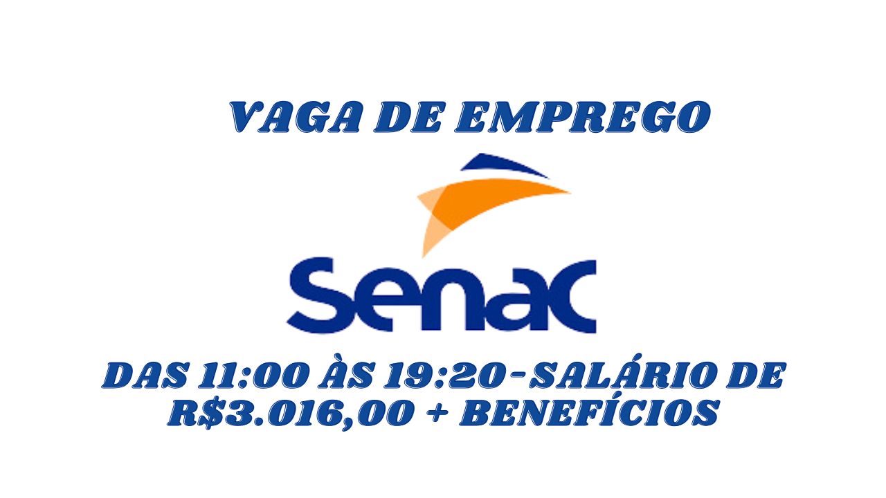 O Senac está contratando cozinheiro(a) para trabalhar das 11:00 às 19:20 com salário de R$3.016,00 + benefícios; Não perca tempo, envie seu currículo hoje mesmo!
