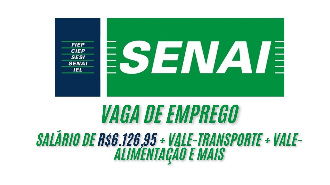 Que tal trabalhar no Senai e receber R$6.126,95 por mês + benefícios? A vaga no Senai é destinada a profissionais que possuem formação superior, ficou interessado? envie agora seu currículo