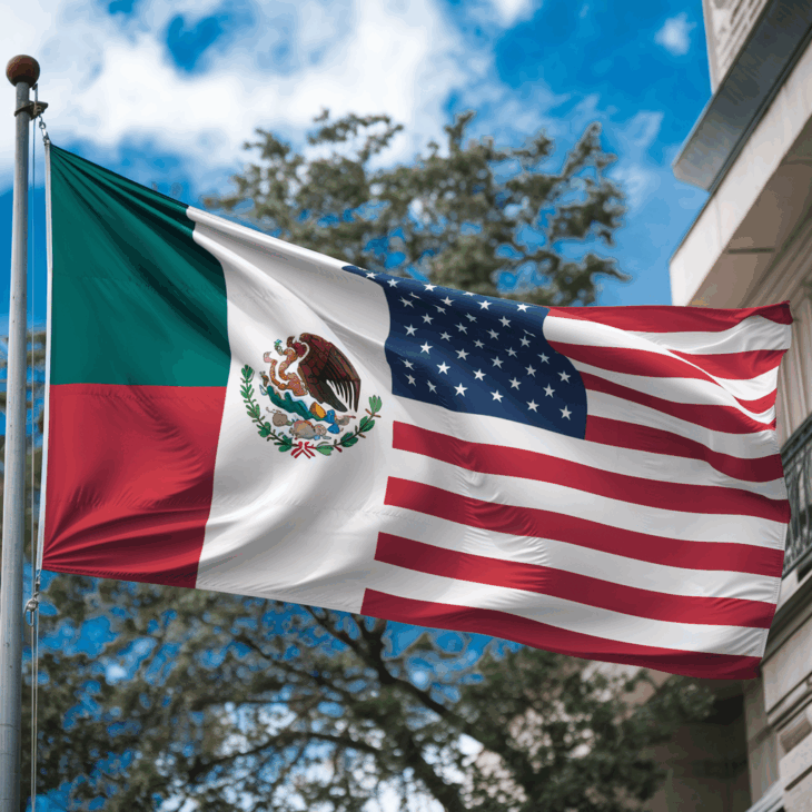 Bandeira dos estads unidos com o méxico