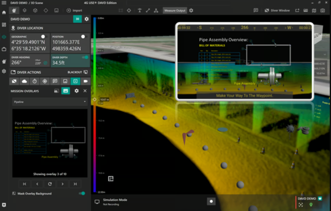 El DAVD Ayuda al Buceador a Trabajar con Más Seguridad y Eficiencia, Mostrando Todo lo Que Necesita Directamente en el Casco, Sin Depender de Instrucciones Externas. Así Ahorra Tiempo, Reduce Errores y Tiene Más Control en Entornos Extremos.